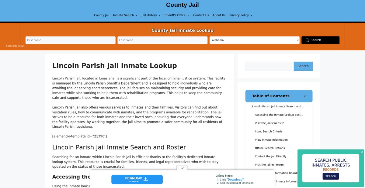 Preview of lincoln-parish.countyjail.org