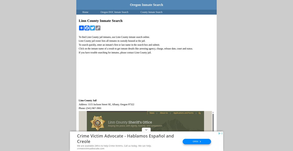Preview of inmatesearchoregon.org