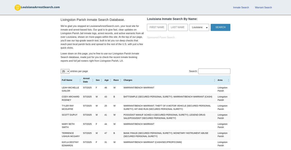 Preview of louisianaarrestsearch.com