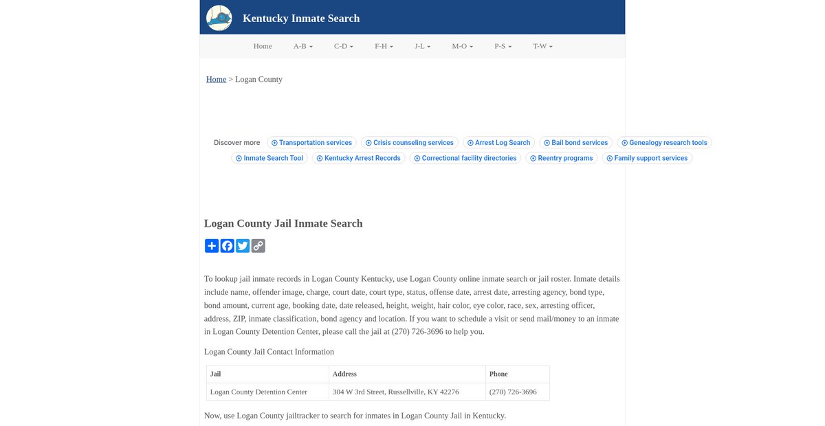 Preview of inmatesearchky.org