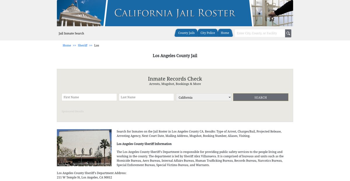 Preview of californiajailroster.com