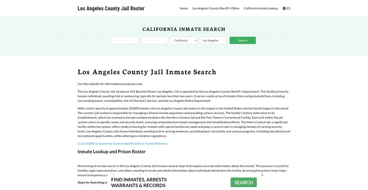 Preview of losangelescountyjail.org