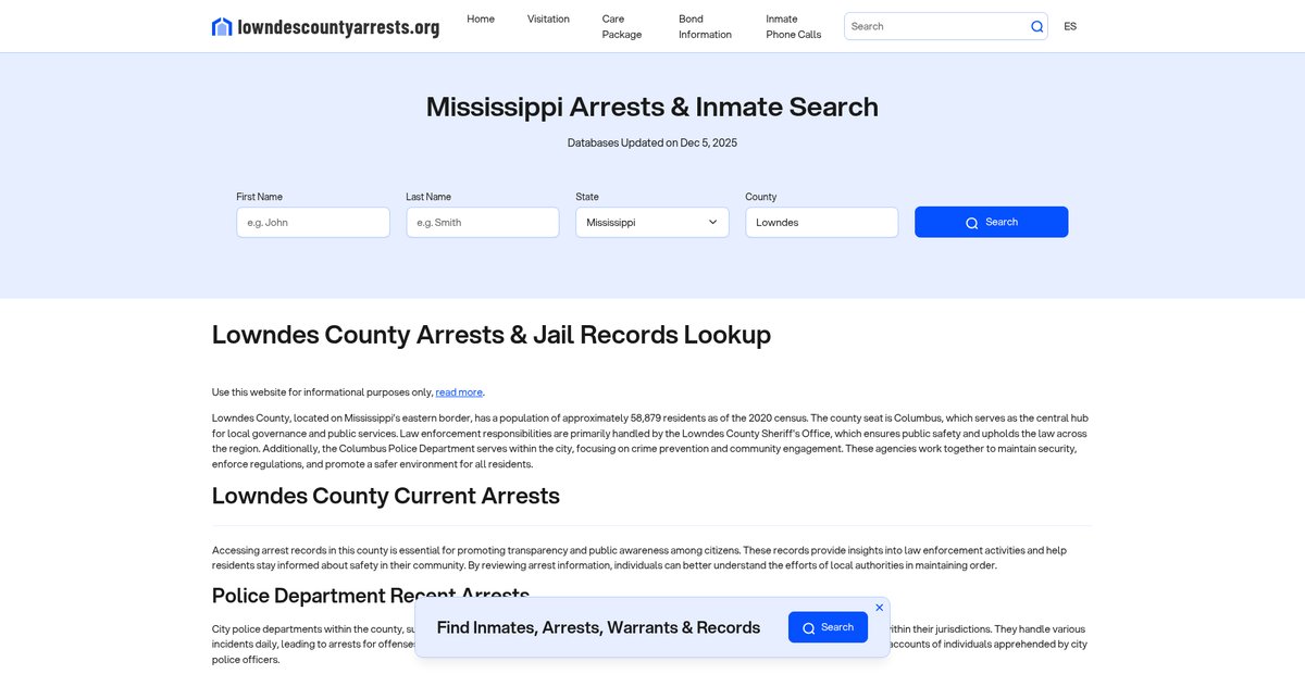 Preview of lowndescountyarrests.org