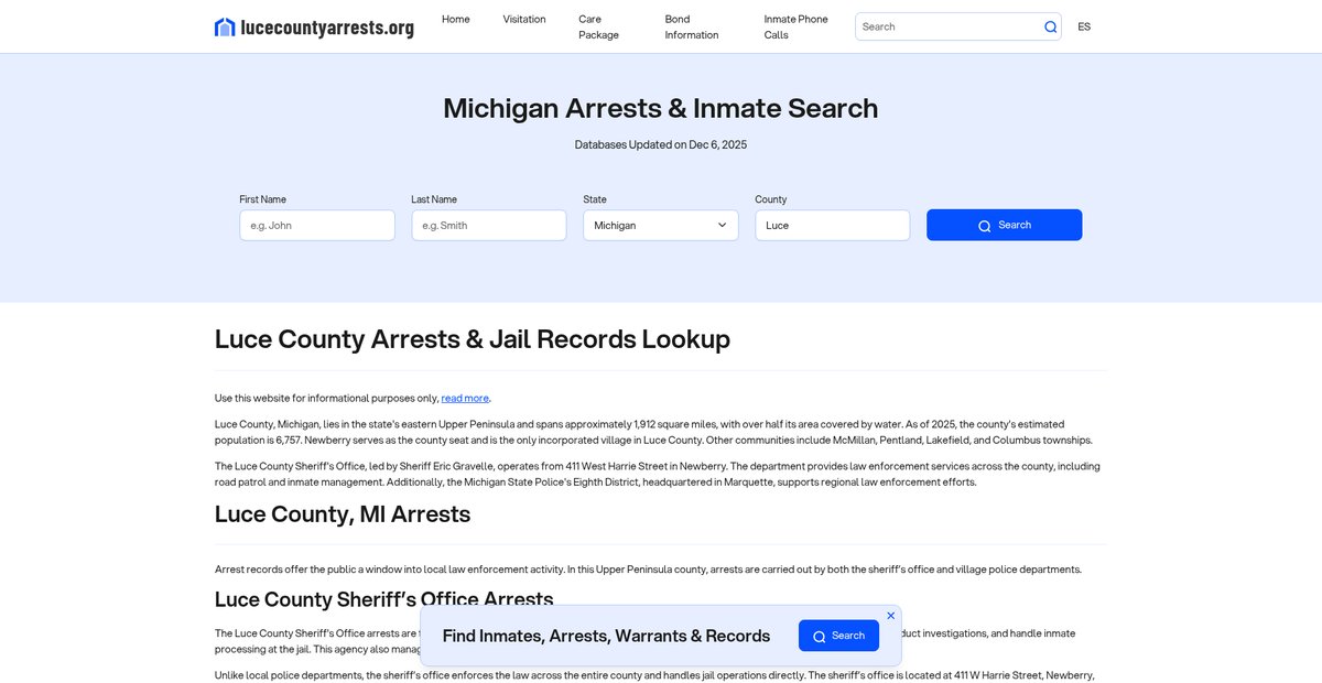 Preview of lucecountyarrests.org