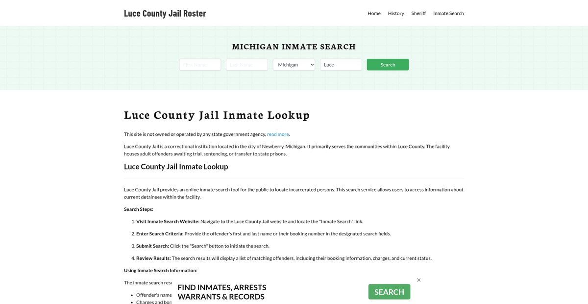 Preview of lucecountyjail.org