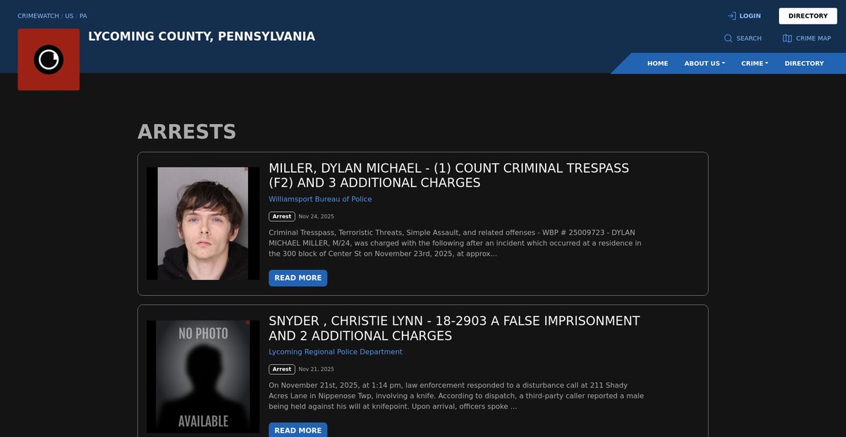 Preview of lycoming.crimewatchpa.com