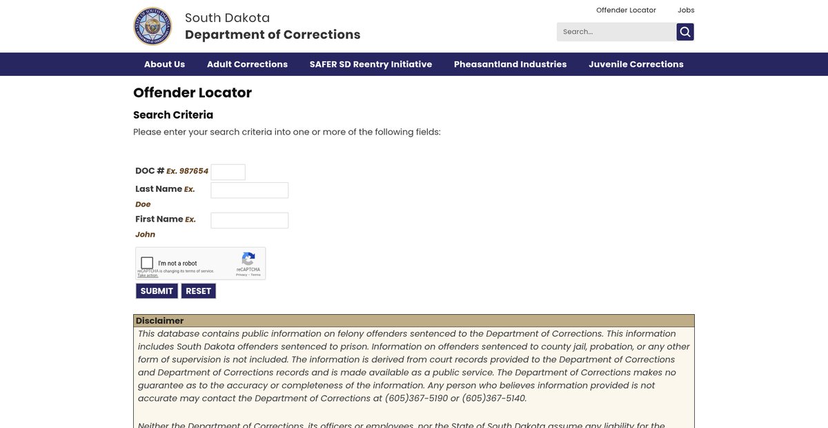 Preview of docadultlookup.sd.gov