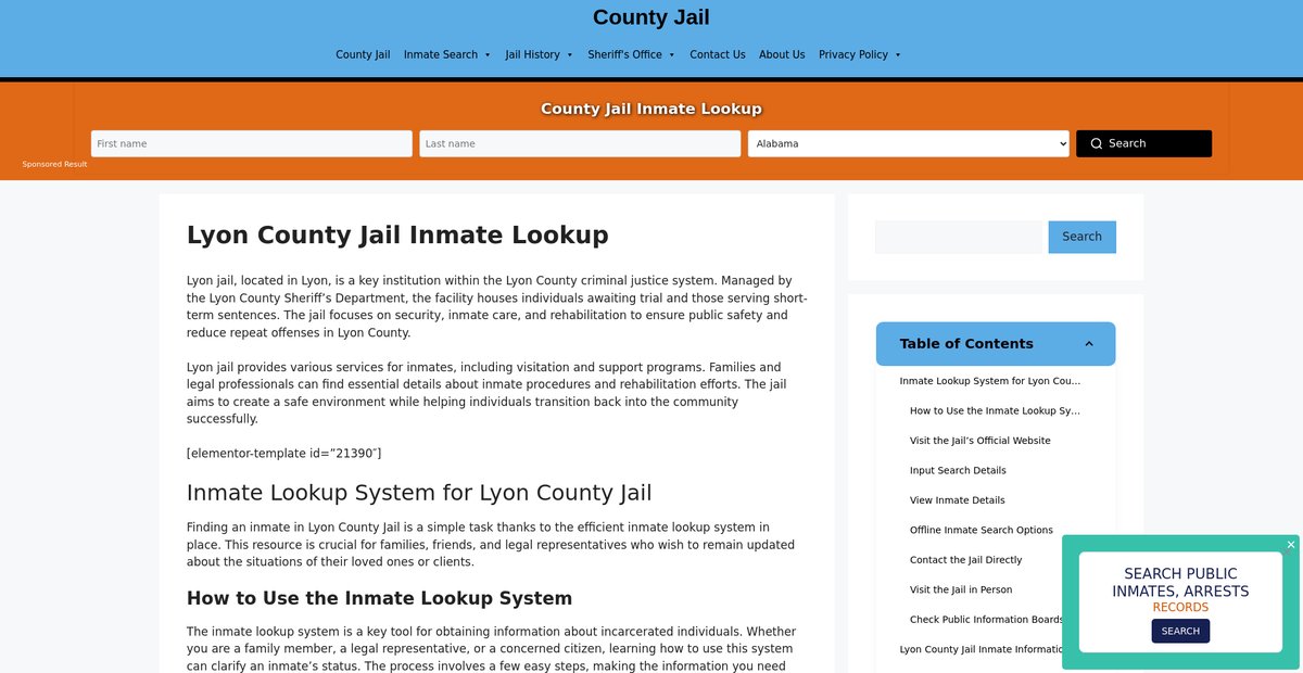 Preview of lyon.countyjail.org