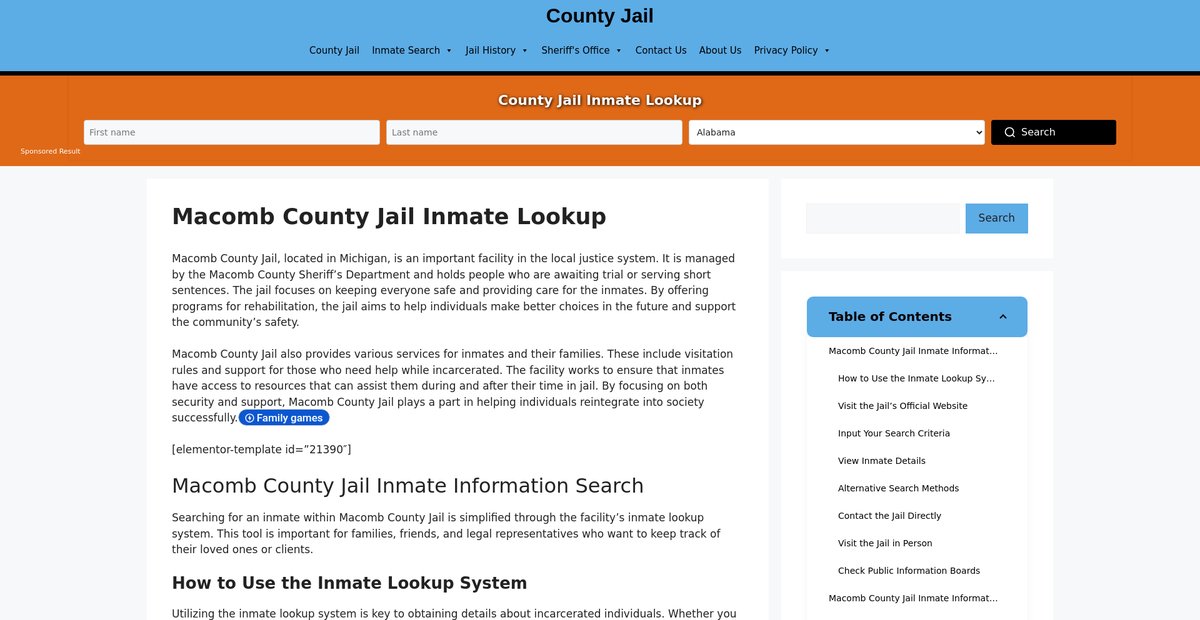 Preview of macomb.countyjail.org