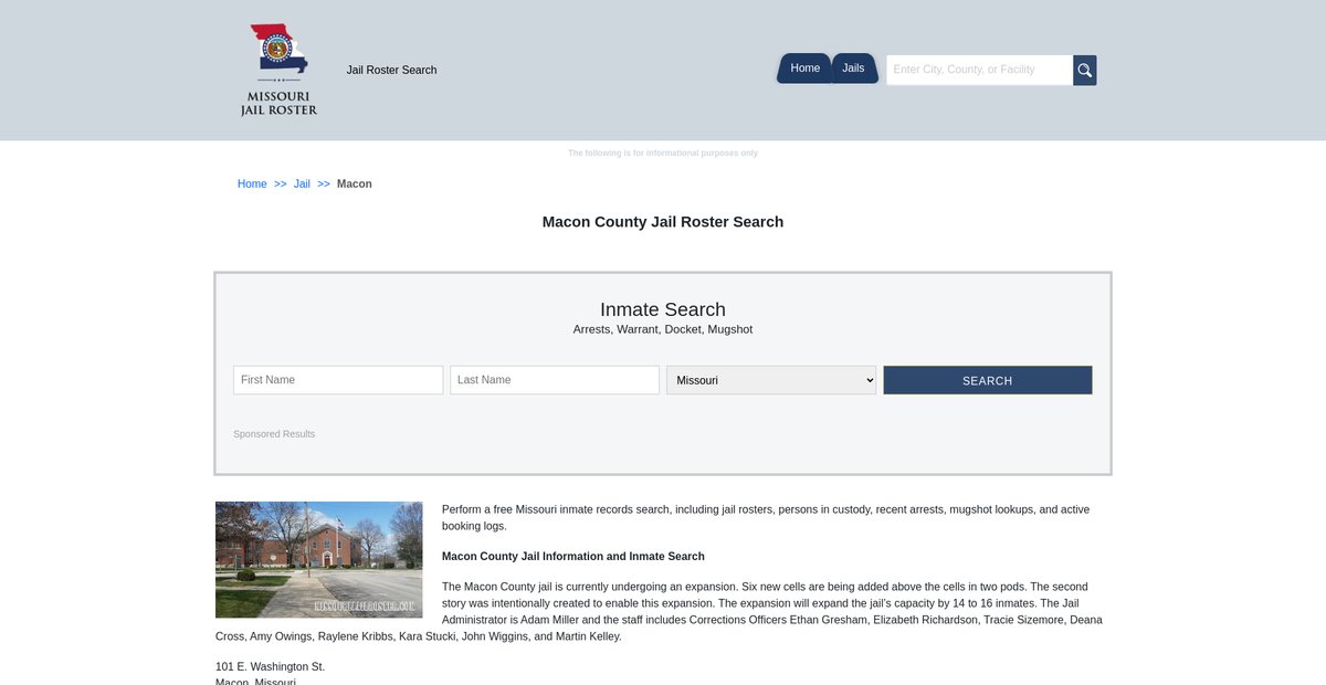 Preview of missourijailroster.com