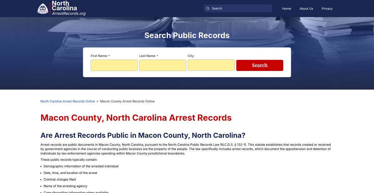 Preview of northcarolinaarrestrecords.org