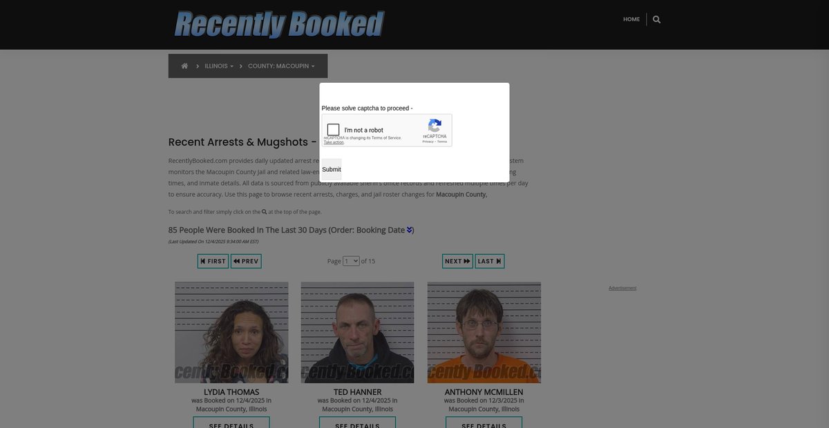 Preview of recentlybooked.com