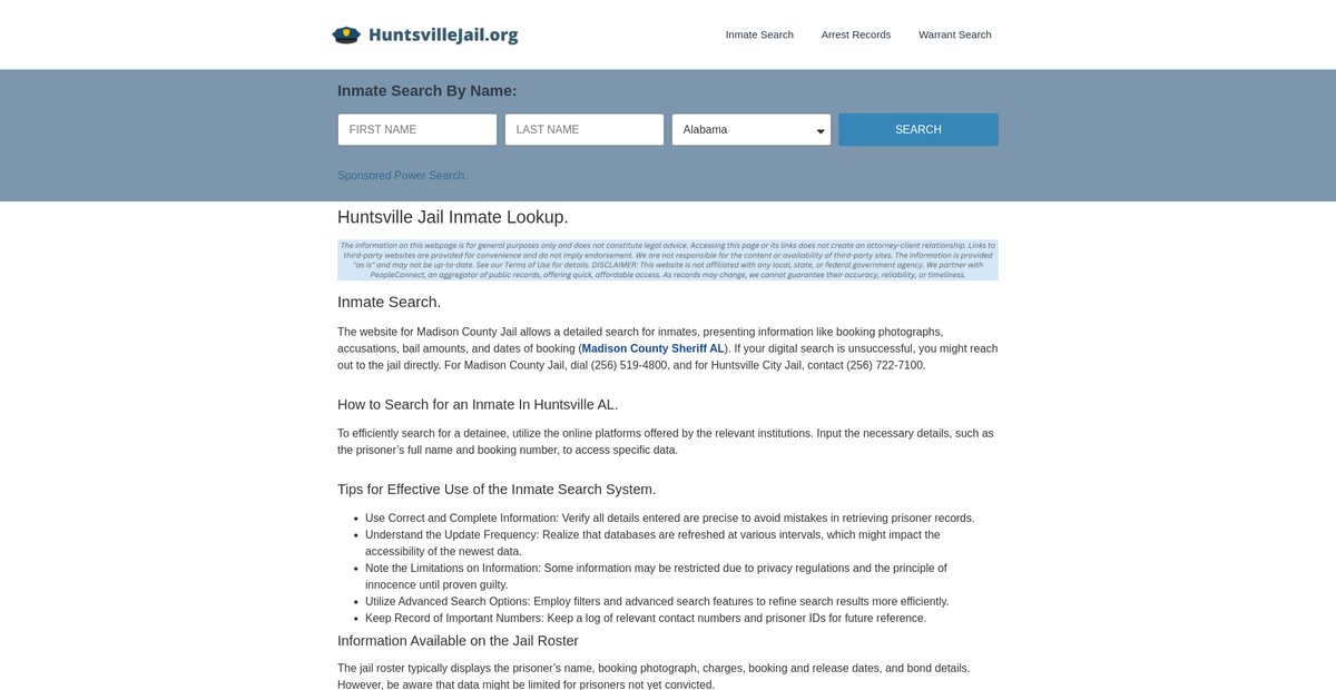 Preview of huntsvillejail.org