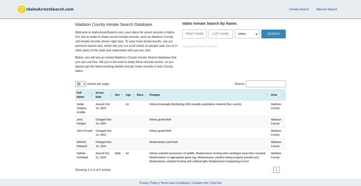 Preview of idahoarrestsearch.com