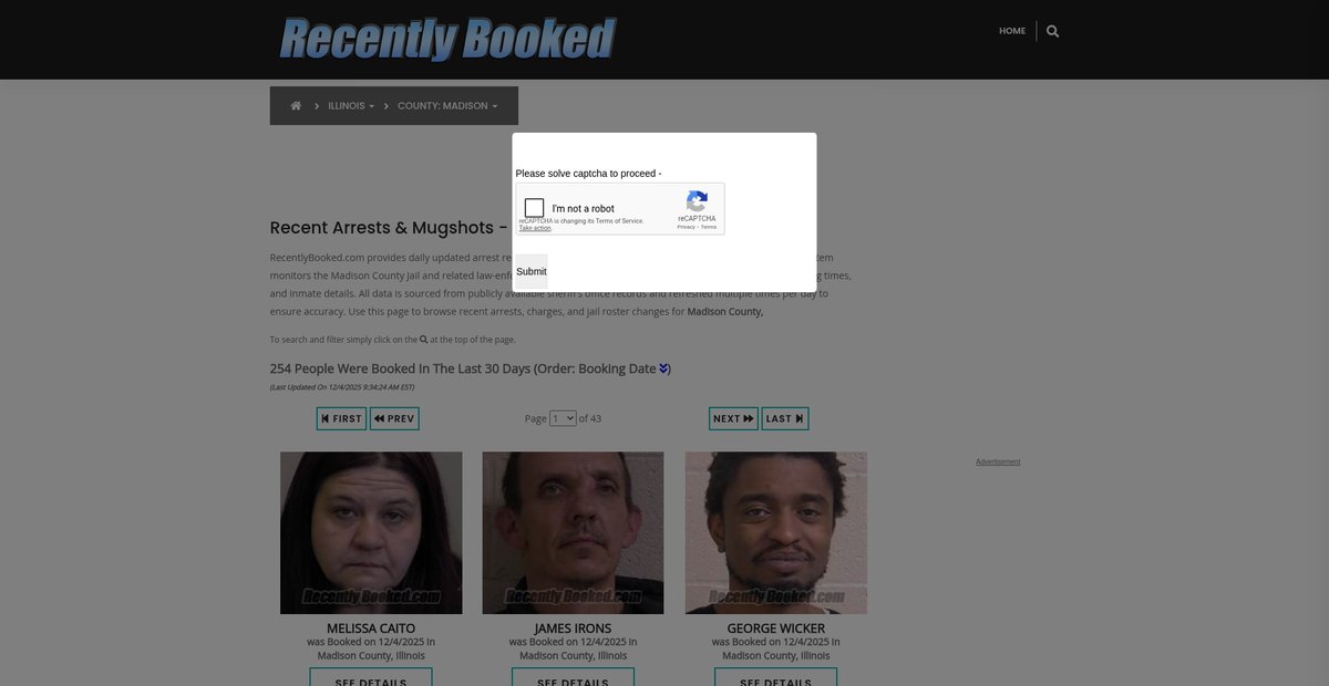 Preview of recentlybooked.com