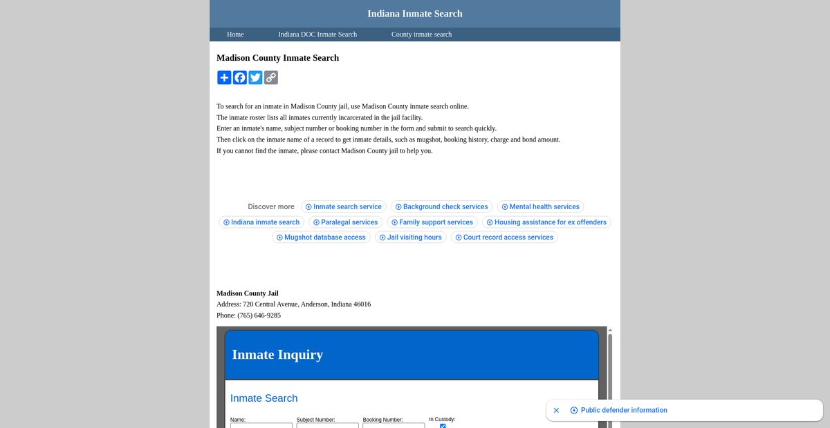 Preview of inmatesearchindiana.org