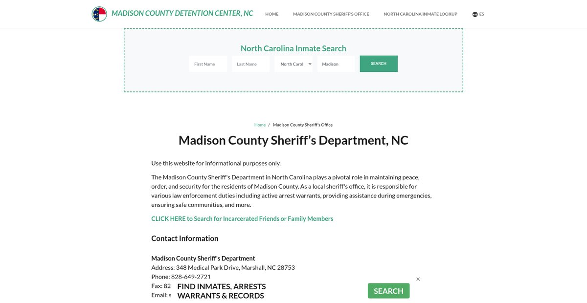 Preview of madisoncountydetentionnc.org