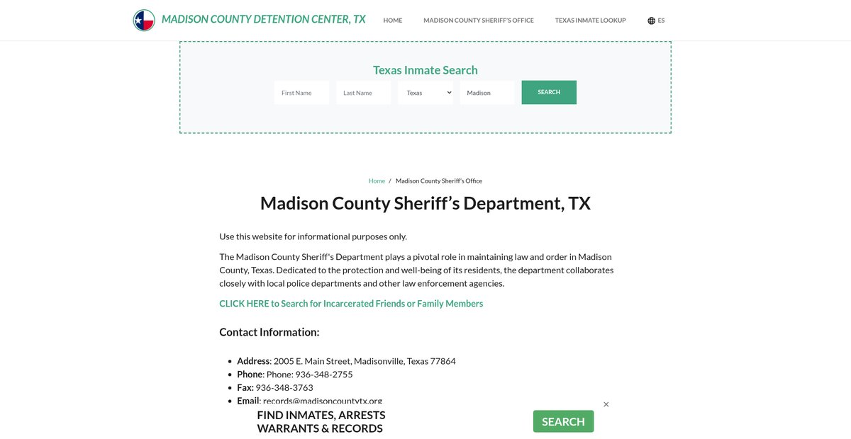 Preview of madisoncountydetentiontx.org