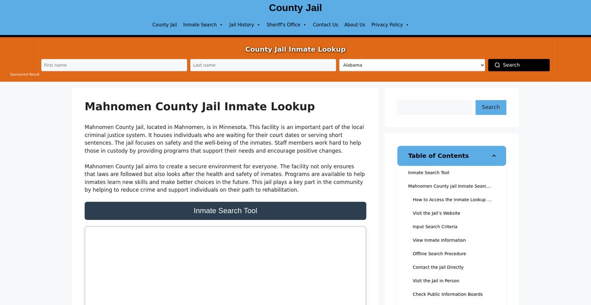 Preview of mahnomen.countyjail.org