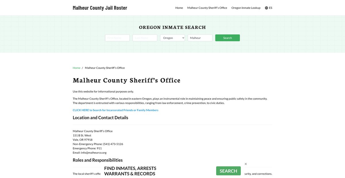 Preview of malheurcountyjail.org