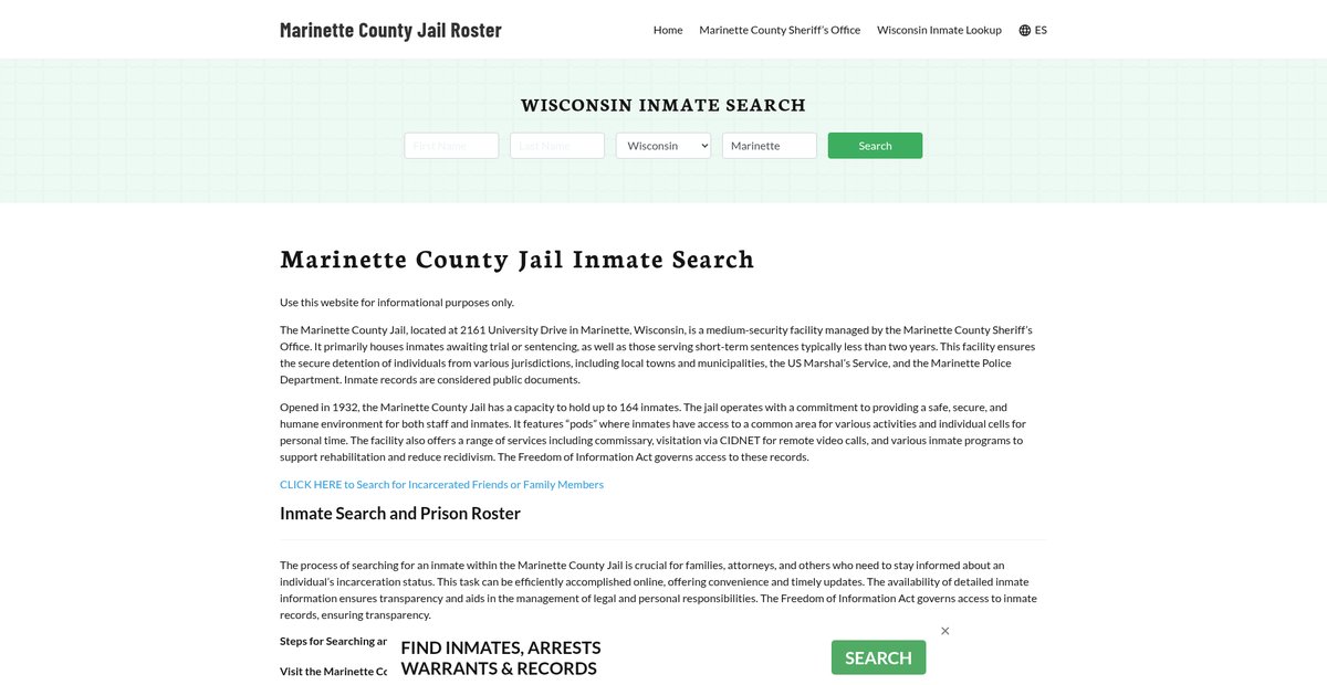 Preview of marinettecountyjail.org