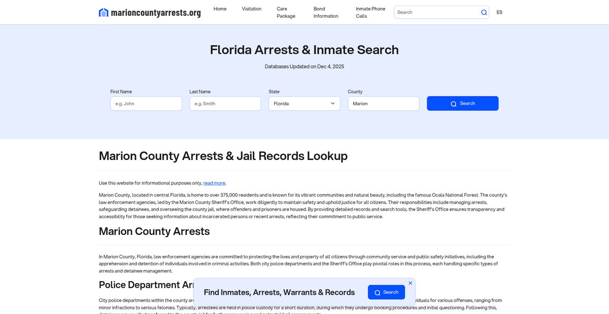 Preview of marioncountyarrests.org