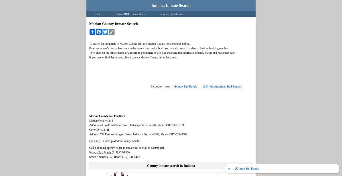 Preview of inmatesearchindiana.org