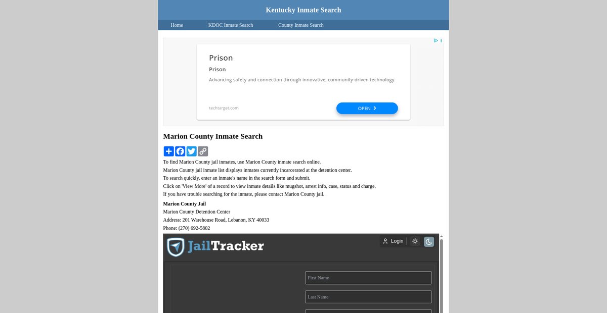 Preview of inmatesearchkentucky.org