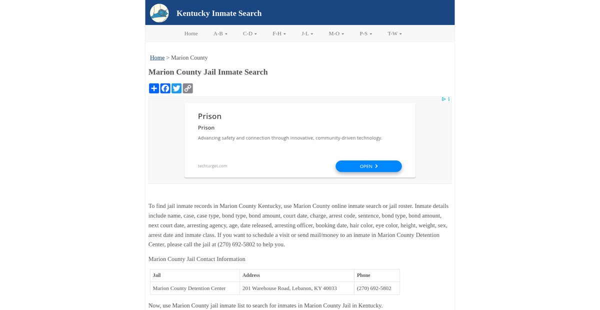 Preview of inmatesearchky.org