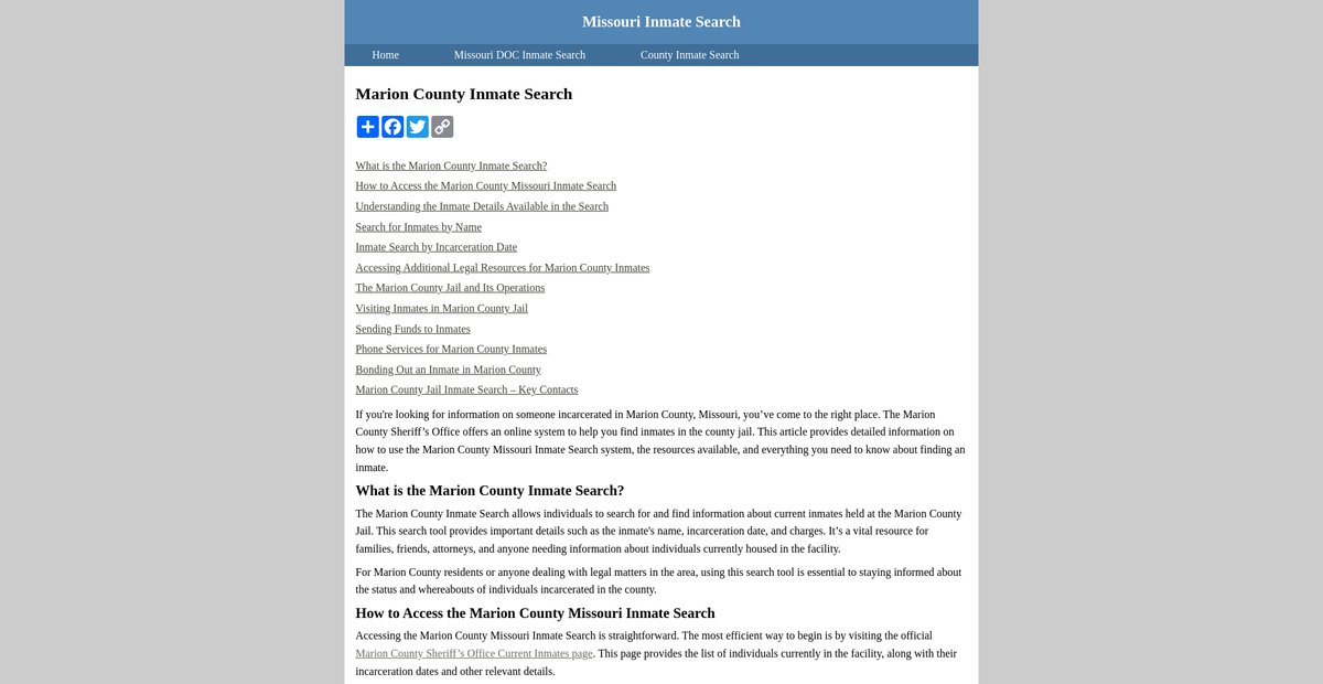 Preview of inmatesearchmissouri.org