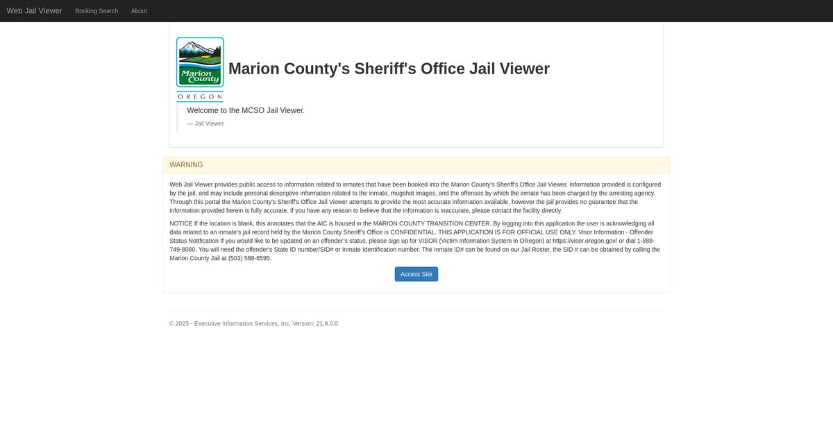 Preview of jailviewer.co.marion.or.us