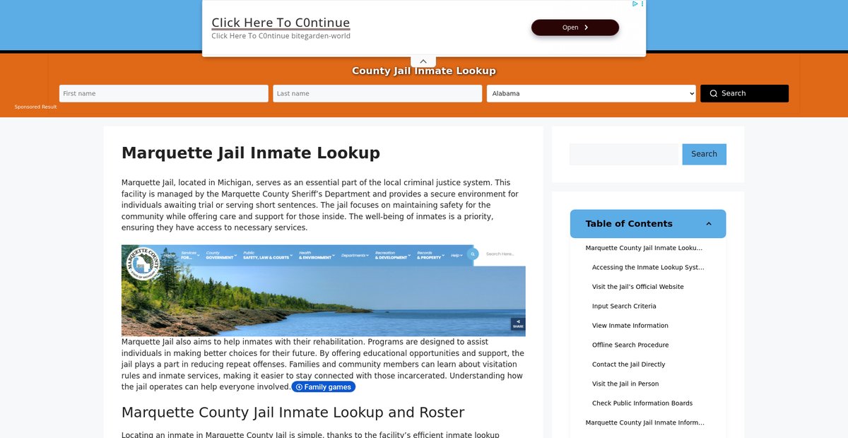 Preview of marquette.countyjail.org