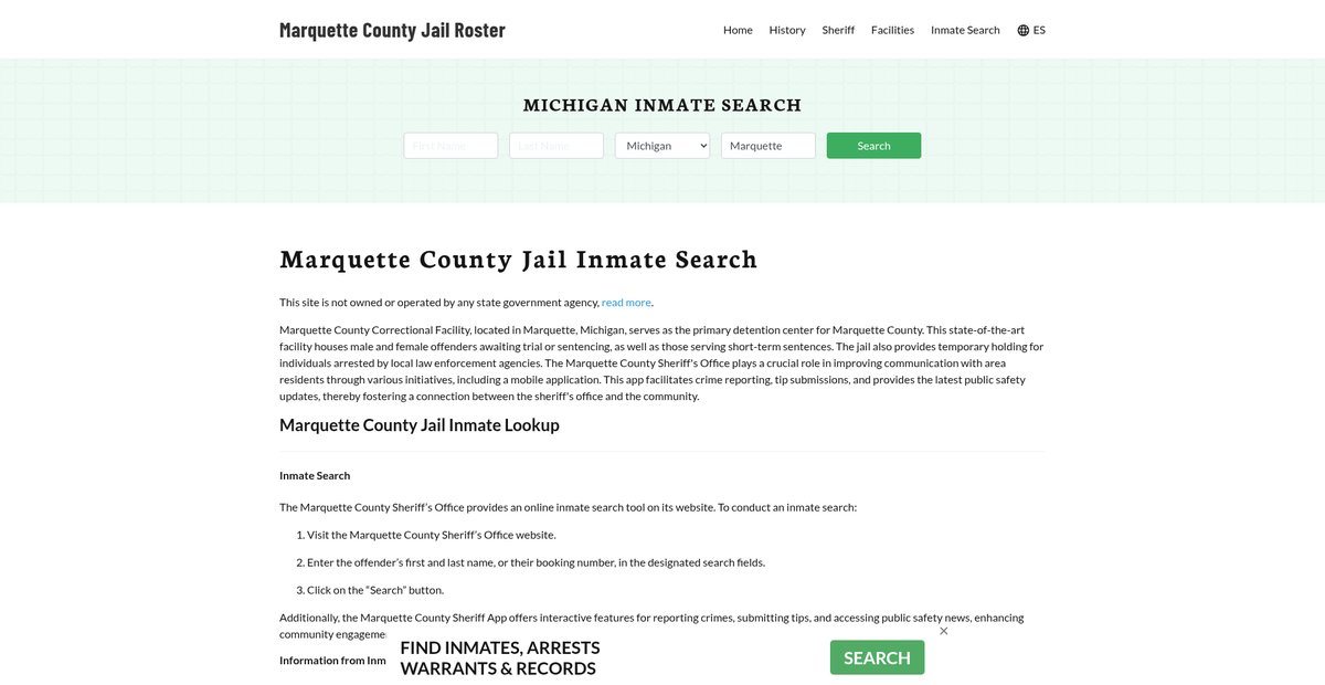 Preview of marquettecountyjail.org