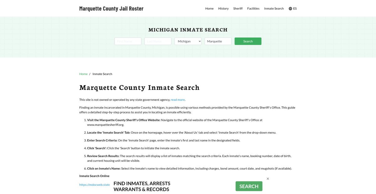 Preview of marquettecountyjail.org