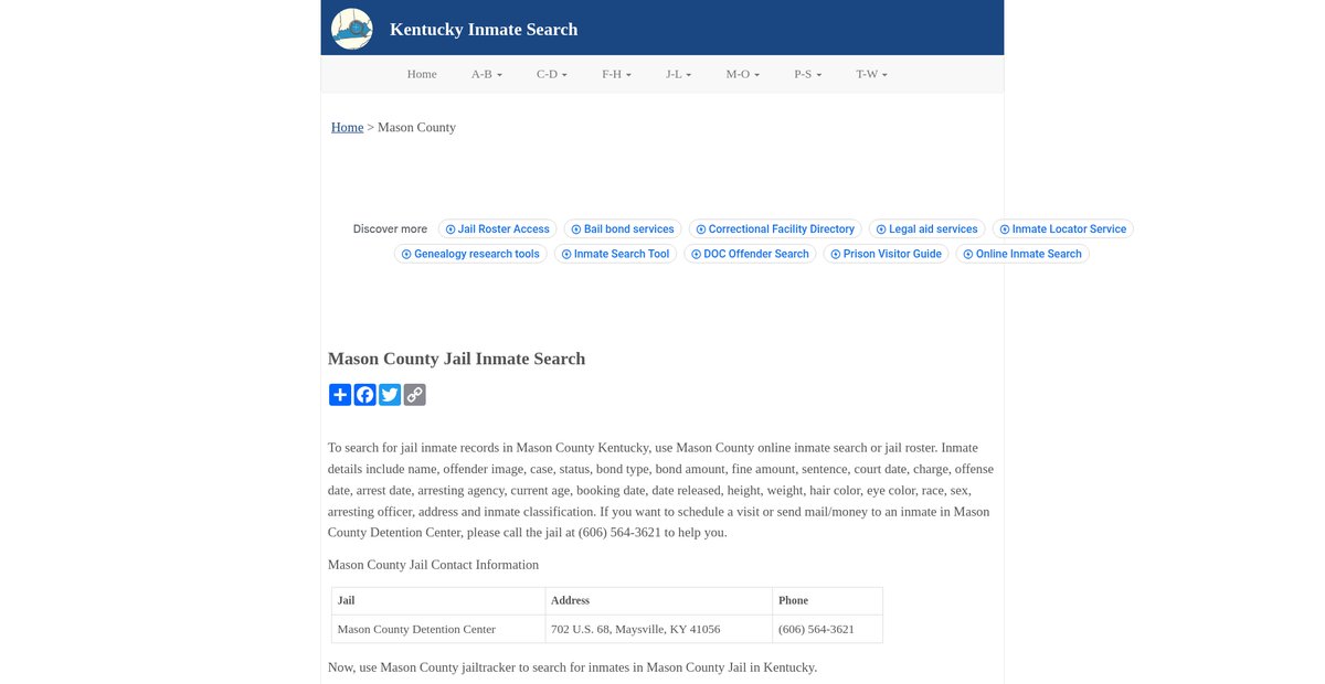 Preview of inmatesearchky.org