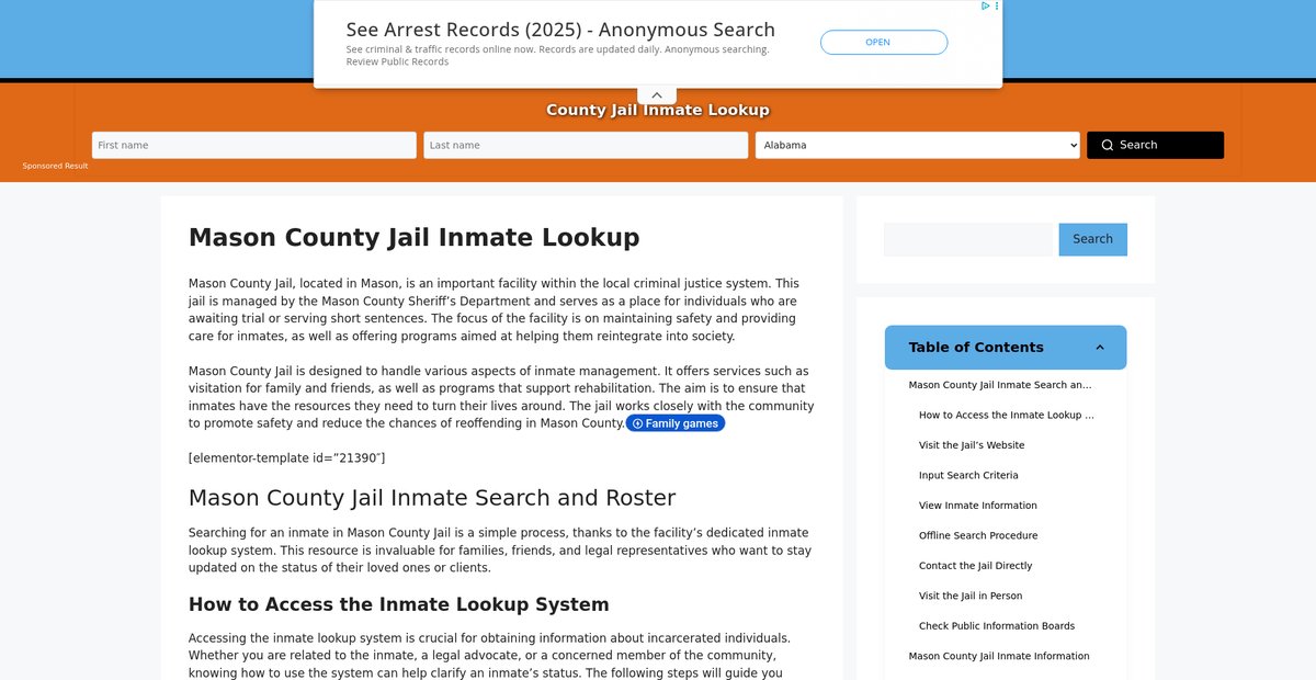 Preview of mason.countyjail.org