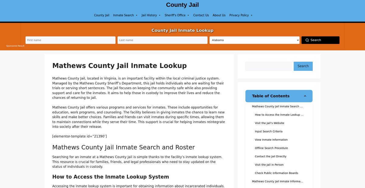 Preview of mathews.countyjail.org