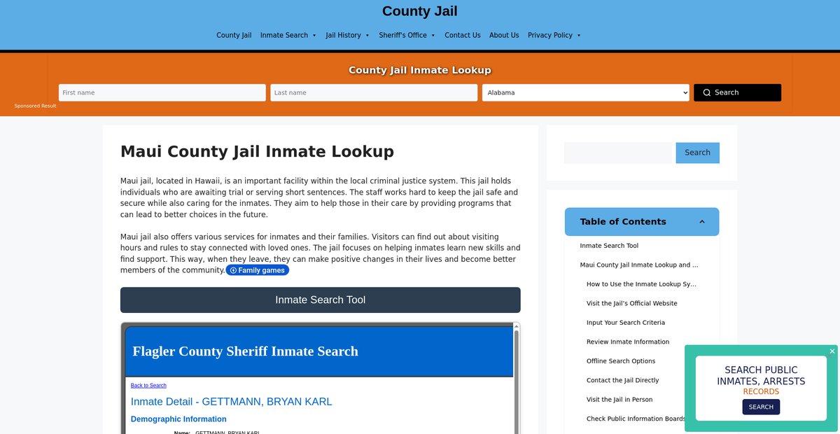 Preview of maui.countyjail.org