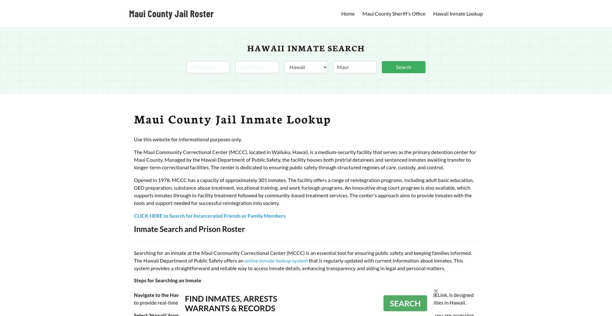 Preview of mauicountyjail.org