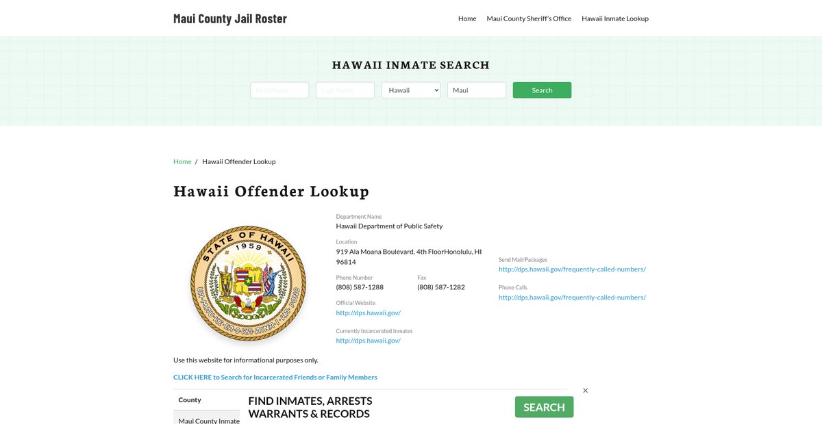 Preview of mauicountyjail.org