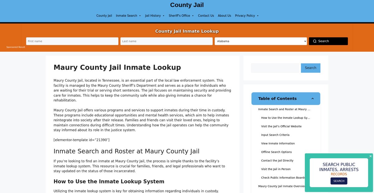 Preview of maury.countyjail.org
