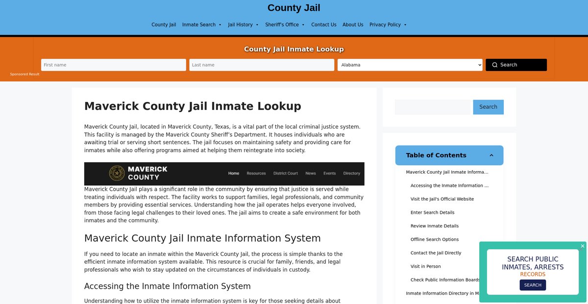 Preview of maverick.countyjail.org