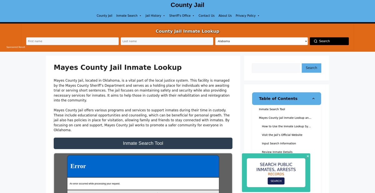 Preview of mayes.countyjail.org