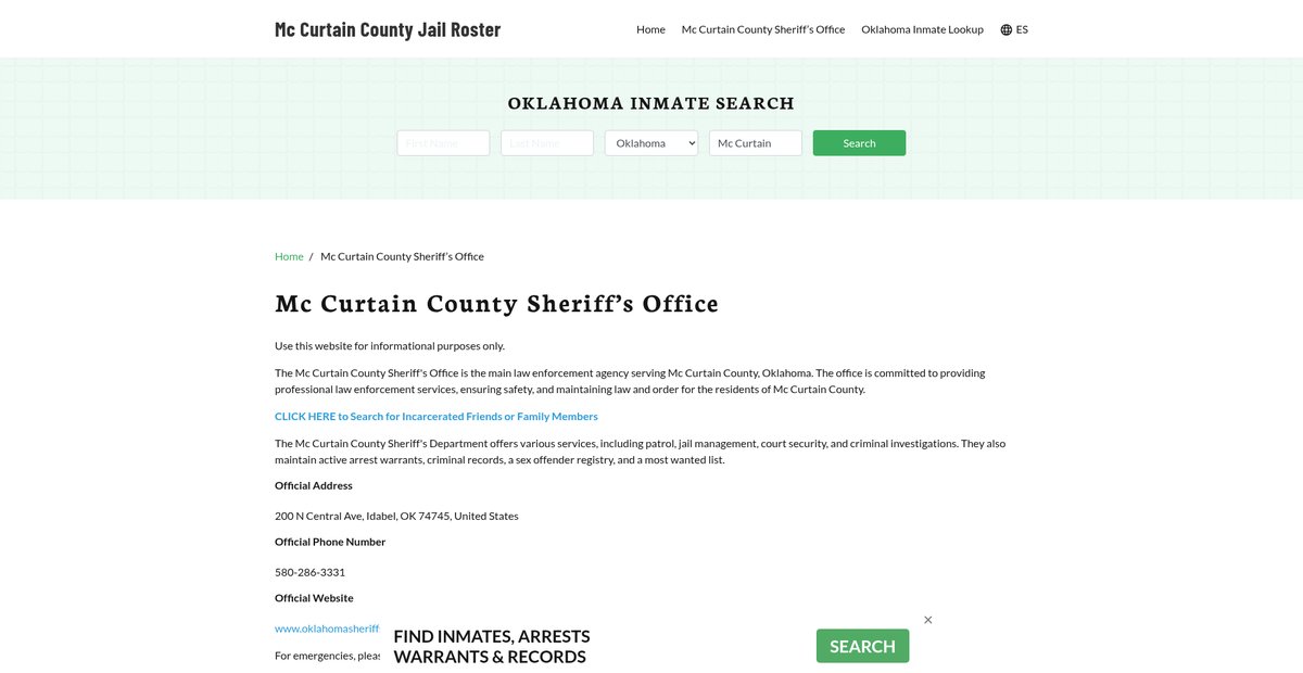 Preview of mccurtaincountyjail.org