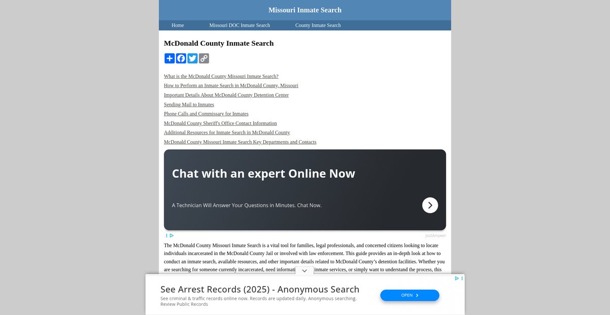 Preview of inmatesearchmissouri.org
