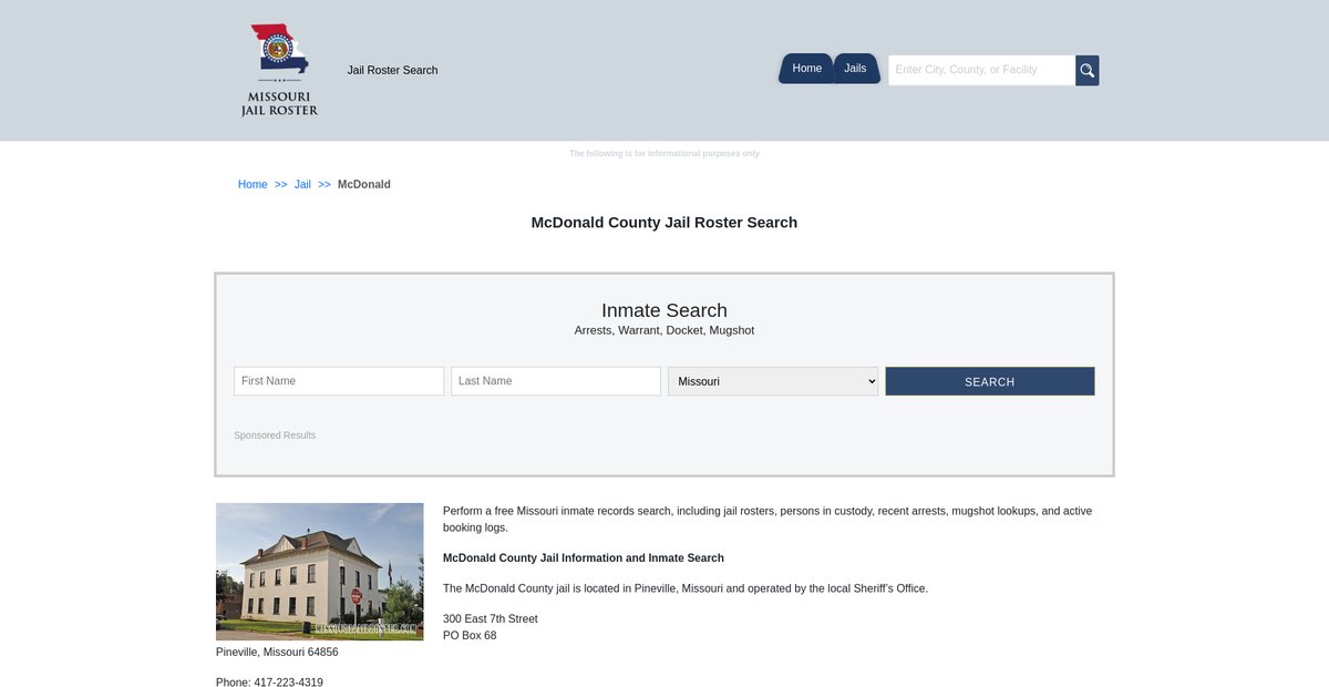 Preview of missourijailroster.com