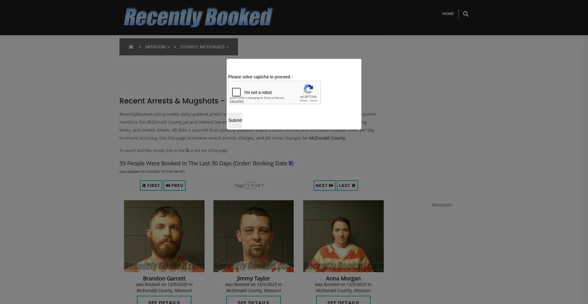 Preview of recentlybooked.com