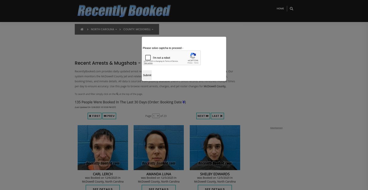 Preview of recentlybooked.com