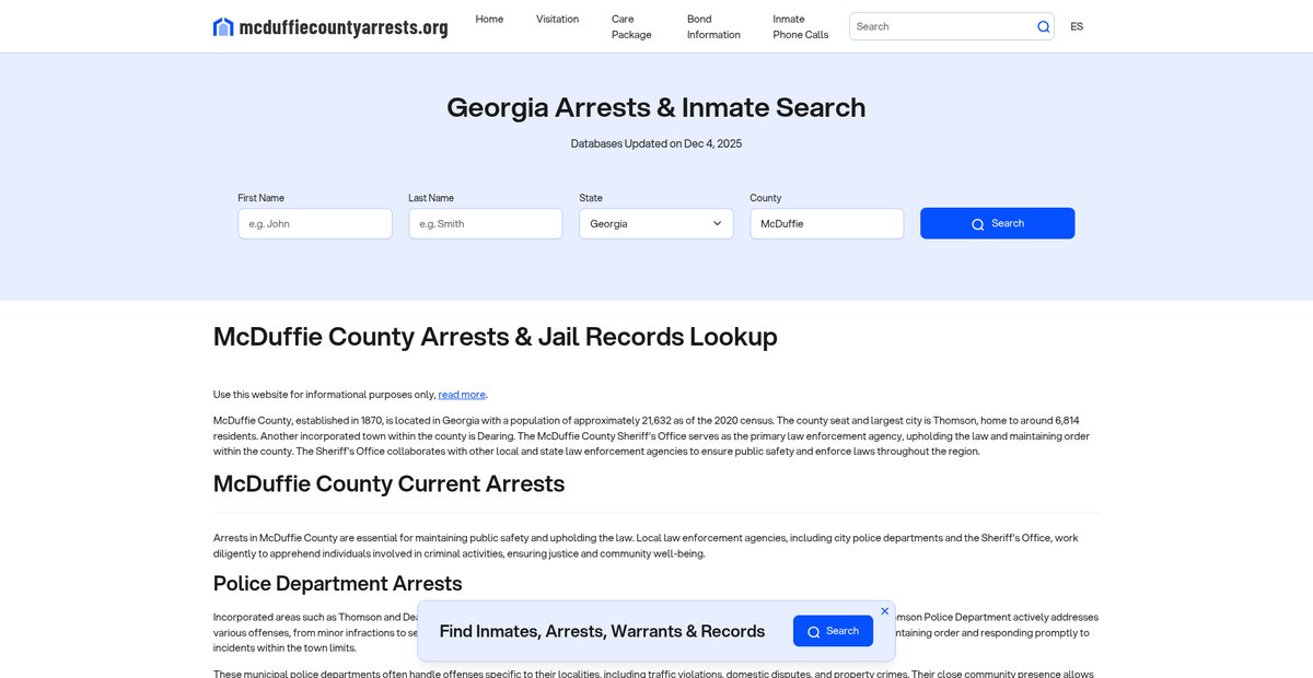 Preview of mcduffiecountyarrests.org