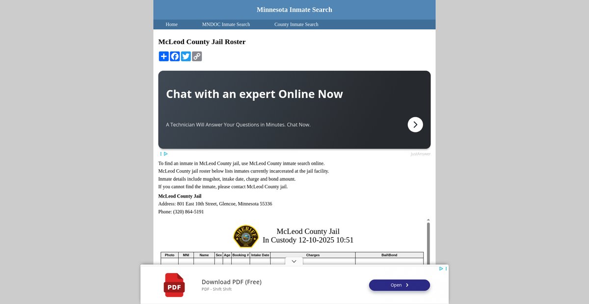 Preview of inmatesearchminnesota.org